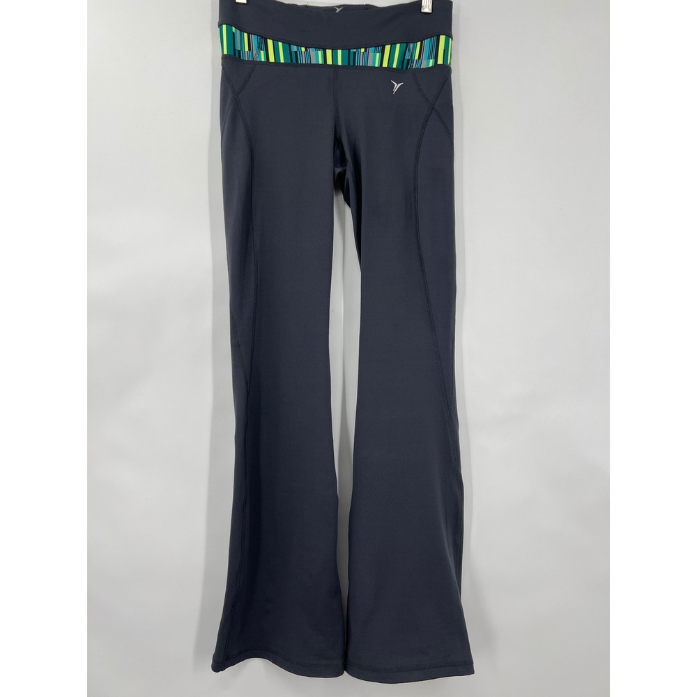 Active Old Navy M Flare Gray Leggings Running Yoga Pants‎ Zip Pocket Mid Rise